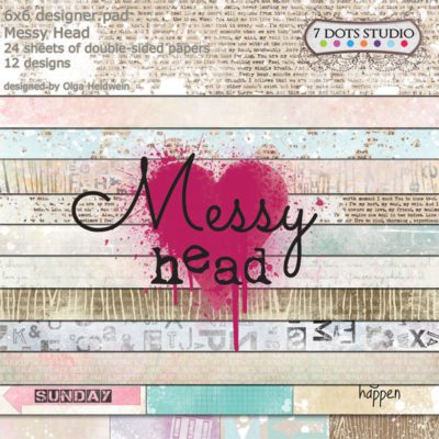 a collection of scrapbooking papers messy head 7 dots studio