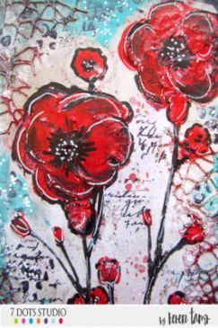 poppies mixed media canvas by keren tamir