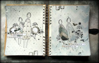 art journal double page by louise nelson