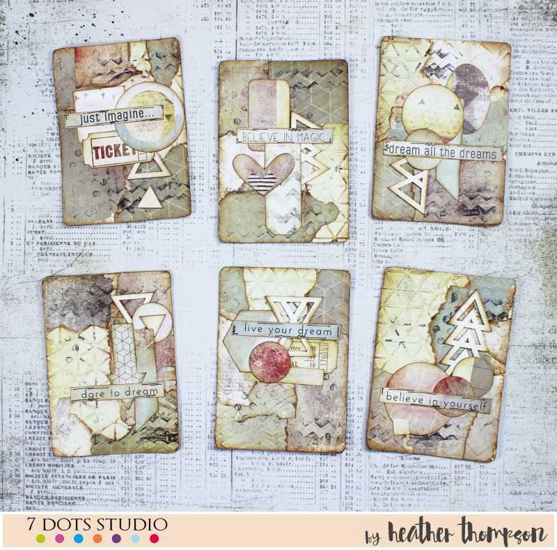 Fun and bright set of ATCs by Heather Thompson