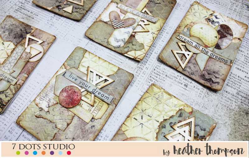 fun and bright set of atcs by heather thompson