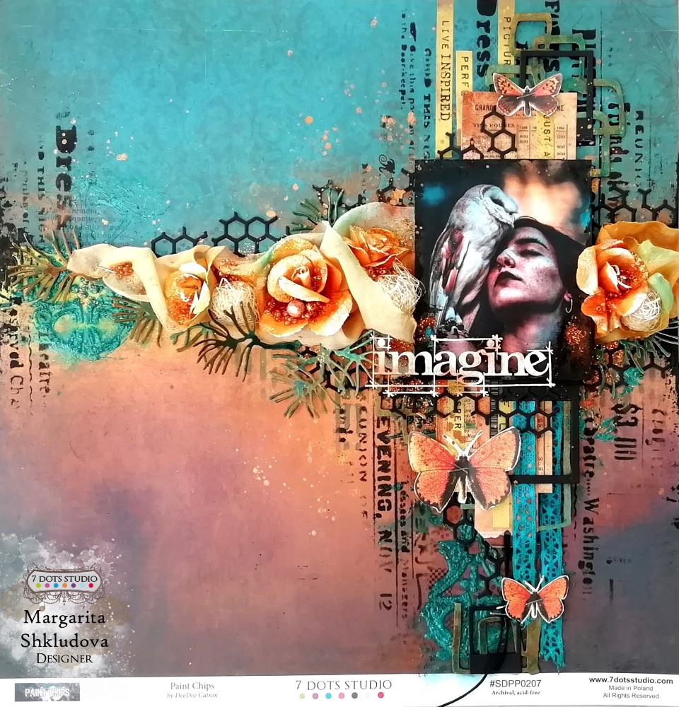 imagine paint chips mixed media layout