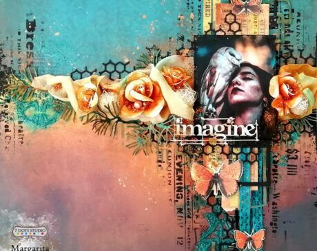 imagine paint chips mixed media layout